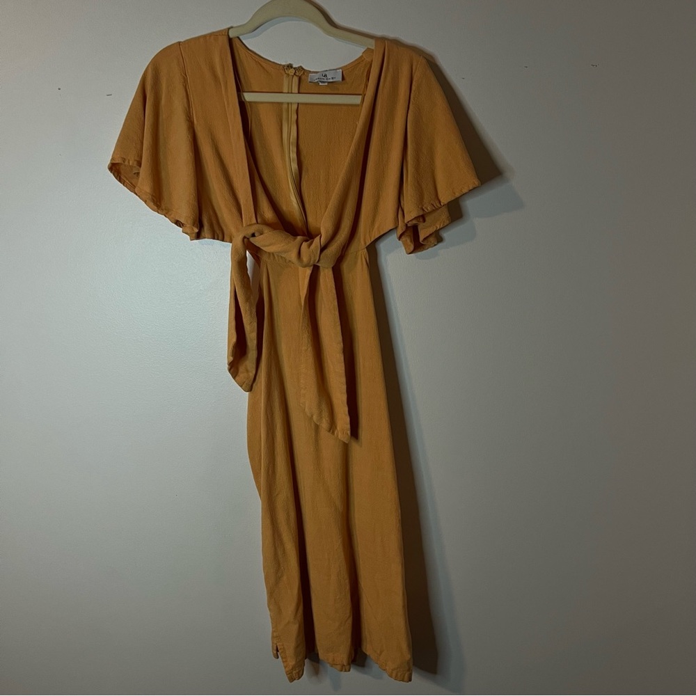 Tangerine tie midi dress with cutouts